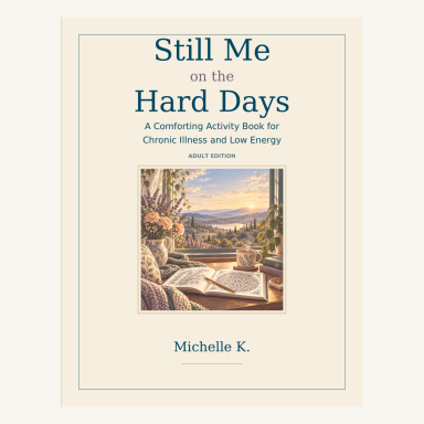 Activity Book Cover Design — Still Me on the Hard Days Cream framed Adult Edition cover of Still Me on the Hard Days by Michelle K.